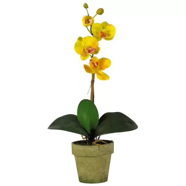 Nearly Natural Potted Orchid Mix in Lavender/Gold/Yellow (Set of 3)