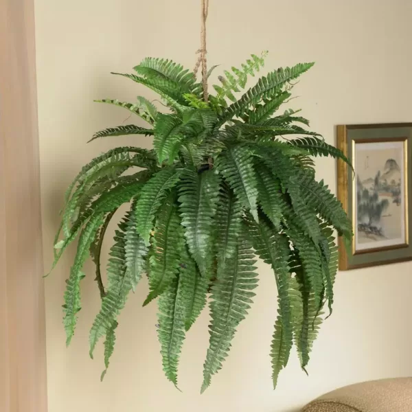 Nearly Natural Large Artificial Boston Fern Hanging Basket