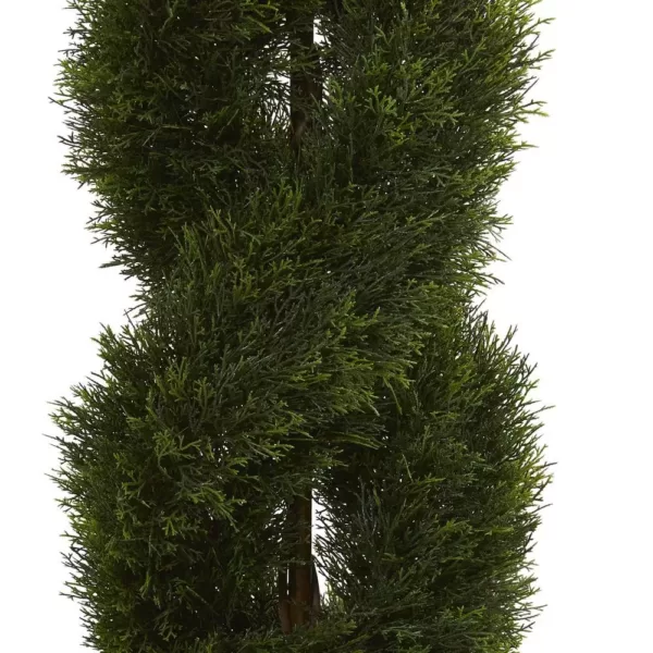 Nearly Natural Indoor/Outdoor 5 Ft. Double Pond Cypress Artificial Spiral Topiary Tree in Urn UV Resistant