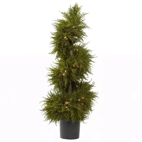 Nearly Natural 43 in. Cedar Spiral Topiary with Lights