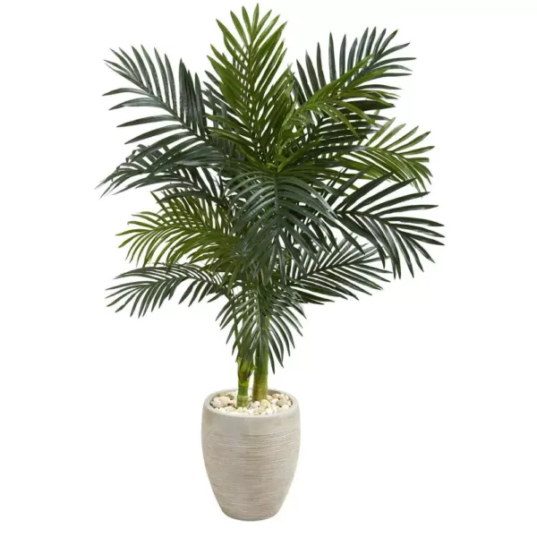 Nearly Natural 4.5 ft. High Indoor Golden Cane Palm Artificial Tree in Oval Planter