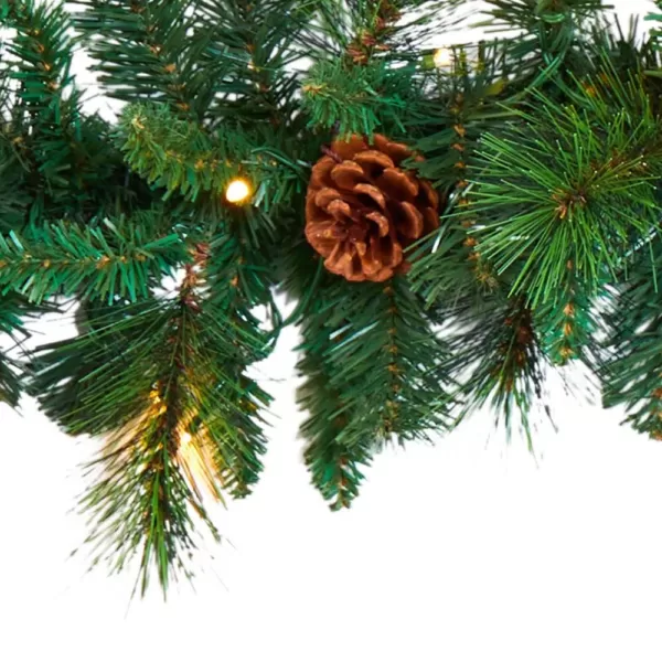 Nearly Natural 6 ft. Battery Operated Pre-lit Mixed Pine and Pinecone Artificial Garland with 35 Clear LED Lights