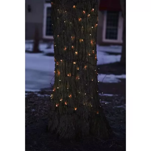 Northlight 2 ft. x 8 ft. Orange Mini Net Style Tree Trunk Wrap Christmas Lights with Brown Wire