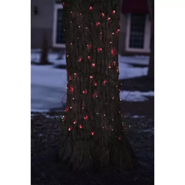 Northlight 2 ft. x 8 ft. Red Mini Net Style Tree Trunk Wrap Christmas Lights with Brown Wire