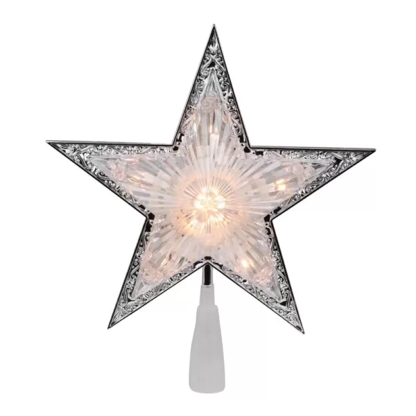 Northlight 9 in. Silver and Clear Crystal 5 Point Star Christmas Tree Topper