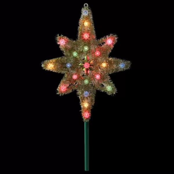 Northlight 21 in. Gold Tinsel Star of Bethlehem Christmas Tree Topper in Multi-Lights