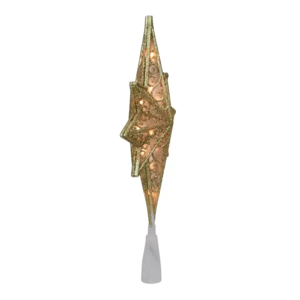 Northlight 10 in. Frosted Star of Bethlehem with Gold Scrolling Christmas Tree Topper in Clear Lights