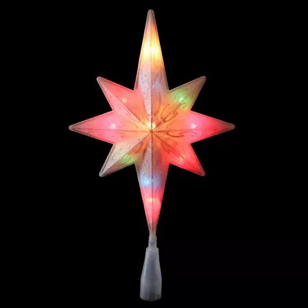 Northlight 11 in. Frosted Bethlehem Star with Gold Scrolling Christmas Tree Topper in Multi-Lights