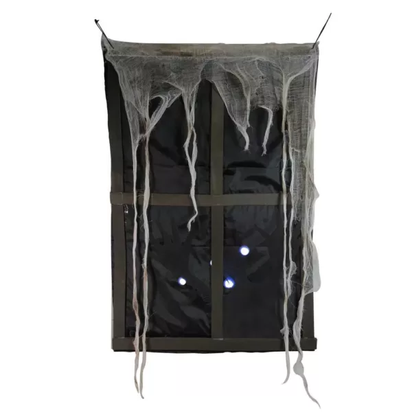 Northlight 41 in. Lighted Ghostly Faux Window with Sound and Tattered Curtain Halloween Decoration