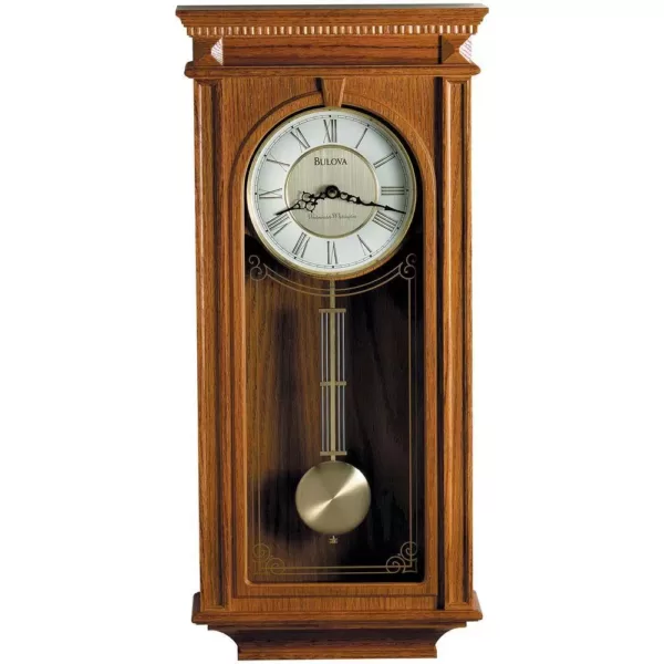 Bulova 24.25 in. H x 11.25 in. W Pendulum Chime Wall Clock