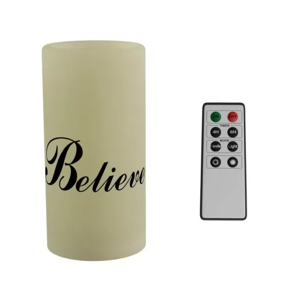 Lavish Home "Believe" LED Flameless Candle with Remote Control