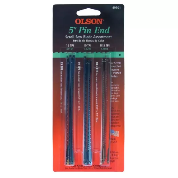 Olson Saw 5 in. L Pin End Scroll Saw Blade Assortment with 6 each FR42401, SC41101 and SC441201