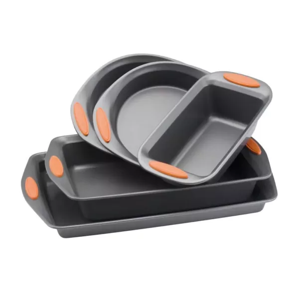 Rachael Ray Oven Lovin' 5-Piece Gray and Orange Bakeware Set