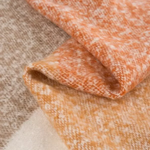 Glitzhome 60 in. L x 50 in. W 780g Orange and White Woven Acrylic Striped Jacquard Throw