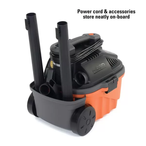 RIDGID 4 Gal. 5.0-Peak HP Portable Wet/Dry Shop Vacuum with Filter, Hose and Accessories