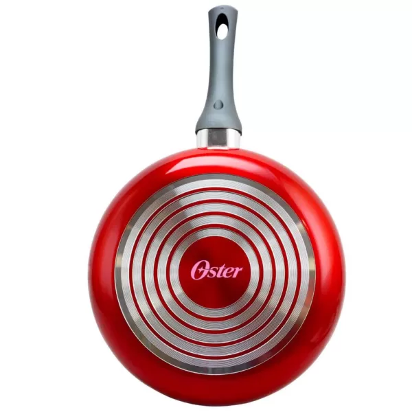 Oster Herscher 3.5 qt. Aluminum Nonstick Saute Pan in Red Gloss with Glass Lid