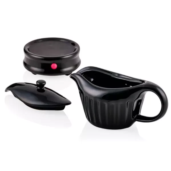 Ovente 13.5 oz. Black Electric Gravy Warmer With Detachable Gravy Boat (FW024589B)