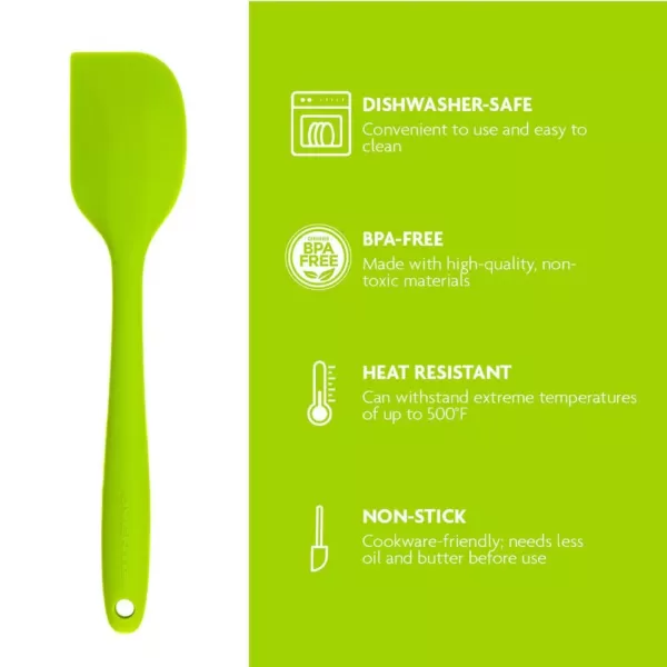 Ovente Premium Silicone BPA-Free, Spatula, Stainless Steel Core 500F Heat-Resistant, Non-Stick, Dishwasher Safe, (SP1001G)