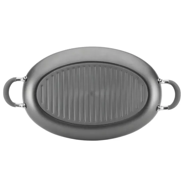 Circulon Elementum 15 in. Hard-Anodized Aluminum Nonstick Grill Pan in Oyster Gray