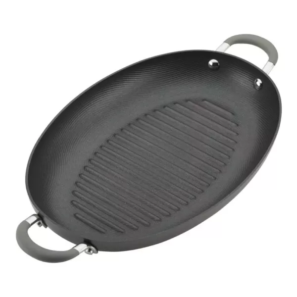 Circulon Elementum 15 in. Hard-Anodized Aluminum Nonstick Grill Pan in Oyster Gray