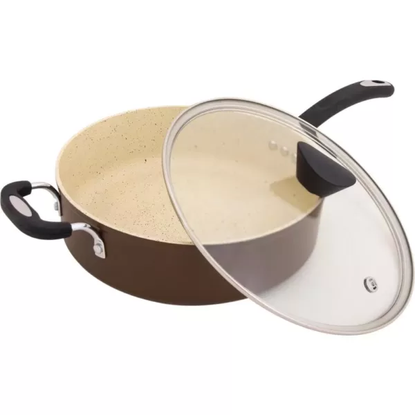 Ozeri Stone Earth 5.3 qt. Aluminum Ceramic Nonstick Sauce Pan in Coconut Brown with Glass Lid