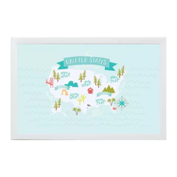 Petal Lane Alexa United States Map Art Board, White Frame, Magnetic Memo Board