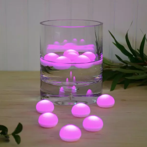 LUMABASE 1.25 in. D x 0.875 in. H x 1.25 in. W Pink Floating Blimp Lights (12-Count)