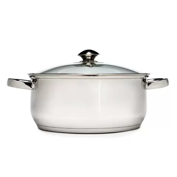 Ecolution Pure Intentions 5 qt. Round Stainless Steel Dutch Oven in Polished Stainless Steel with Glass Lid