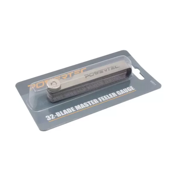 POWERTEC 32-Blade 0.0015-0.035 in. Feeler Gauge Dual Marked Imperial and Metric Measuring Tool