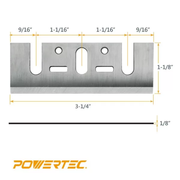 POWERTEC 3-1/4 in. HSS Planer Blades for Makita D17217 / N1900B (Set of 2)