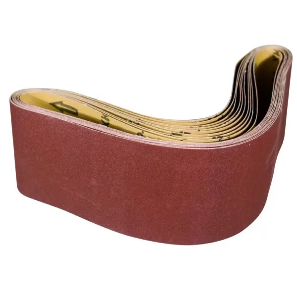 POWERTEC 6 in. x 48 in. 120-Grit Aluminum Oxide Sanding Belt (10-Pack)