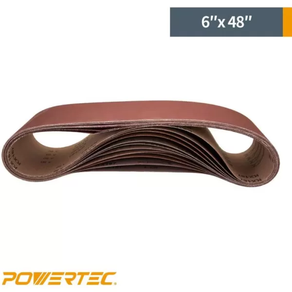 POWERTEC 6 in. x 48 in. 400-Grit Aluminum Oxide Sanding Belt (10-Pack)