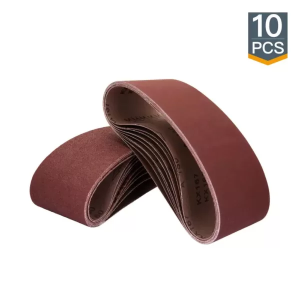 POWERTEC 3 in. x 18 in. 180-Grit Aluminum Oxide Sanding Belt (10-Pack)