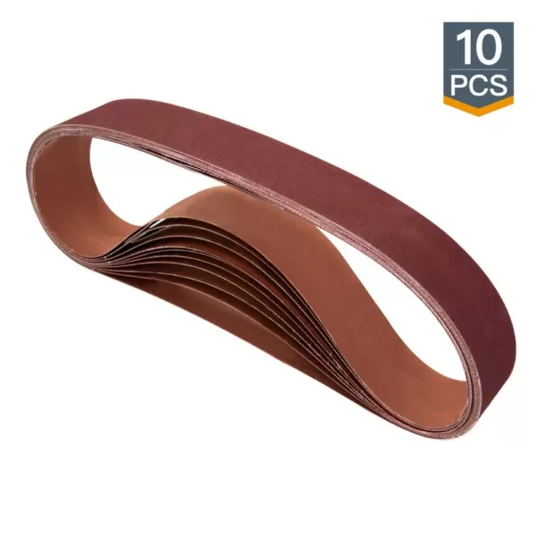 POWERTEC 2 in. x 42 in. 240-Grit Aluminum Oxide Sanding Belt (10-Pack)