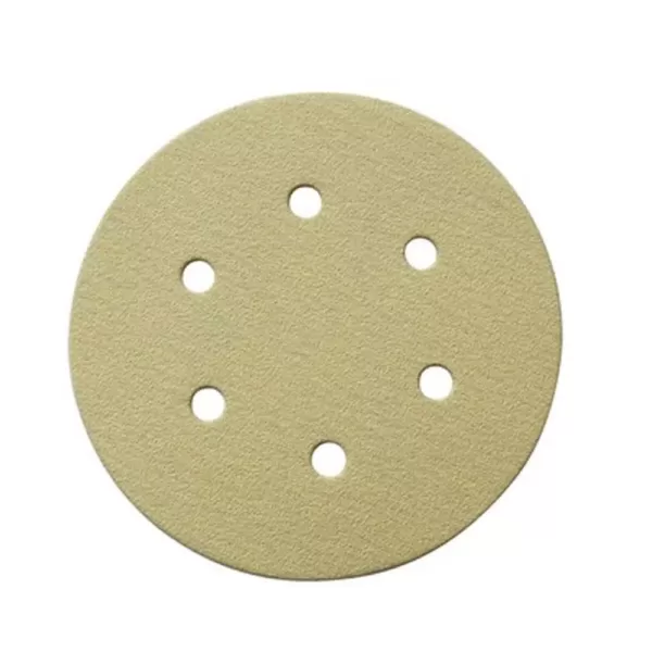 POWERTEC 6 in. 6-Hole 80-Grit Hook and Loop Sanding Discs in Gold (50-Pack)