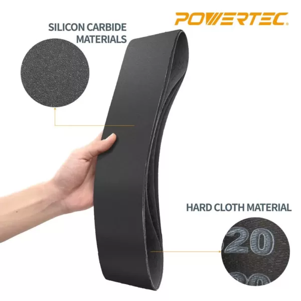 POWERTEC 4 in. x 36 in. 320-Grit Silicon Carbide Sanding Belt (10-Pack)