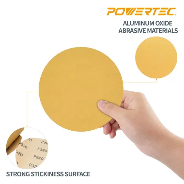 POWERTEC 6 in. 220-Grit Aluminum Oxide PSA Sanding Disc Roll (100-Pack)