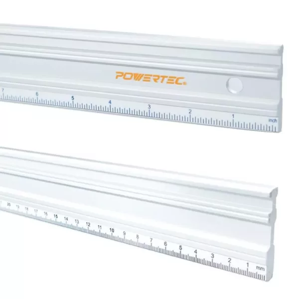 POWERTEC 38 in. Anodized Aluminum Straight Edge Ruler, Etched in Both Millimeter And Inch Calibrations