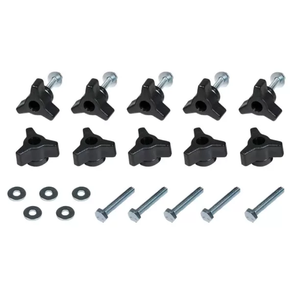 POWERTEC 1/4-20 in. x 1-1/2 in. Bolts, Washers, T-Track Knobs (10-Set)