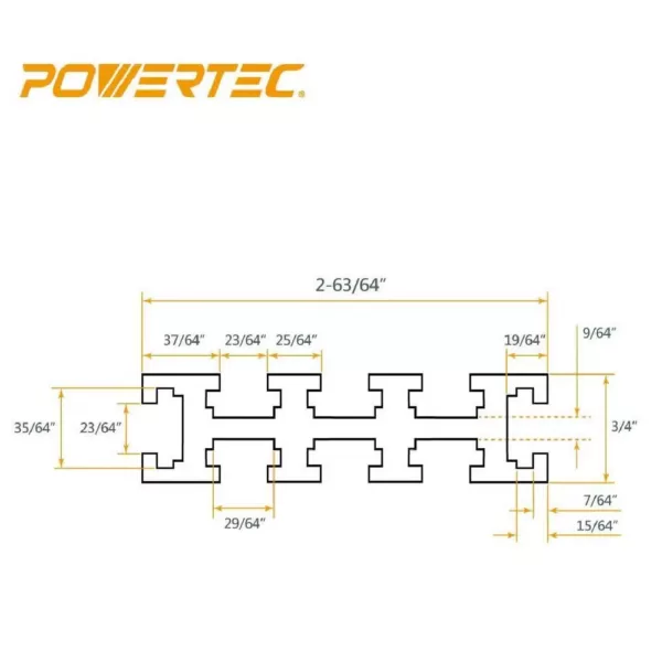 POWERTEC 36 in. x 3 in. Aluminum Universal Multi T-Slot Tracks