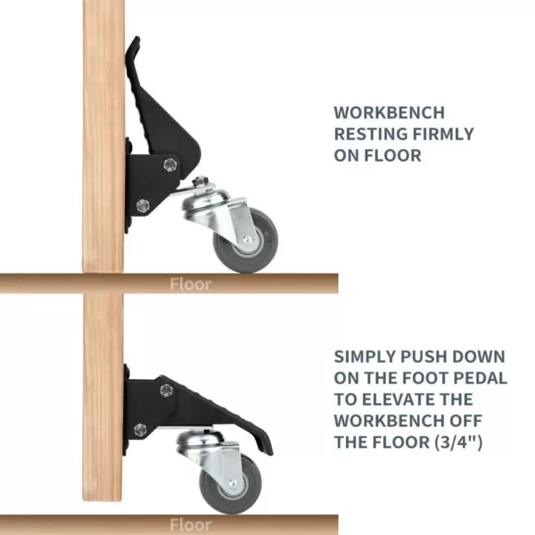 POWERTEC Workbench Casters with Quick-Release Workbench Caster Plates (4-Sets)