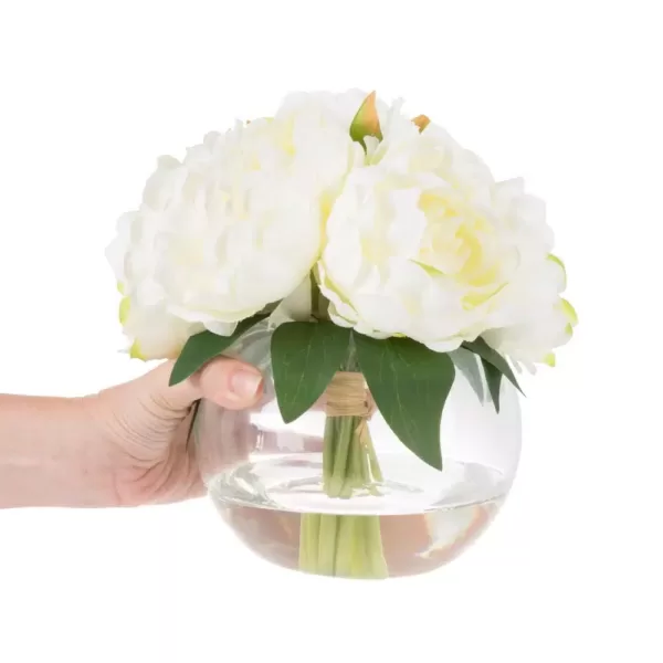 Pure Garden 8 in. Rose Artificial Floral Cream Arrangement