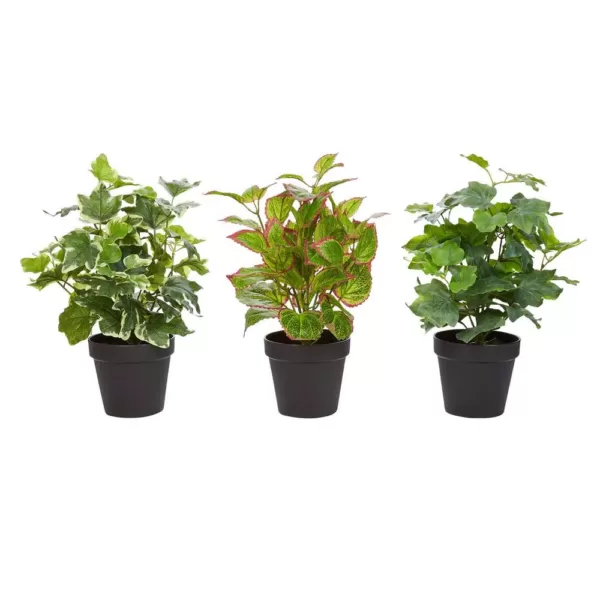 Pure Garden 13.5 in. Assorted Faux Foliage Arrangement (Set of 3)