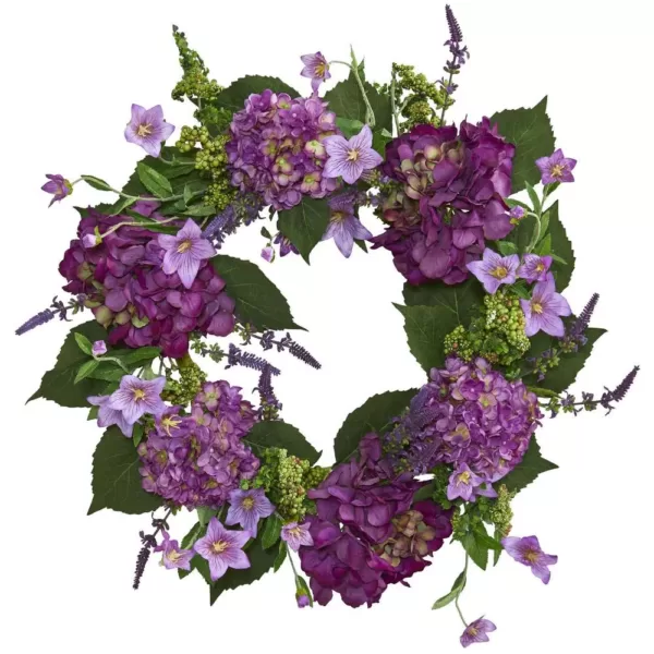 Nearly Natural 24 in. Hydrangea Wreath