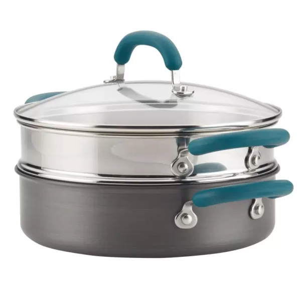 Rachael Ray 3 qt. Create Delicious Hard Anodized Aluminum Nonstick Steam Set, Gray