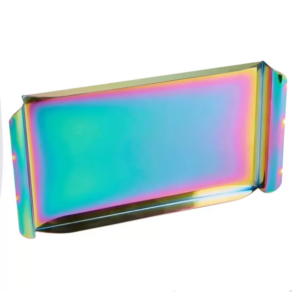 Mind Reader Assorted Color Metal Rectangular Serving Tray with Handles