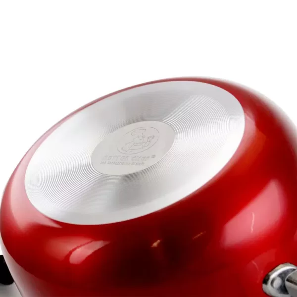 Better Chef 2 qt. Round Aluminum Nonstick Dutch Oven in Red with Glass Lid