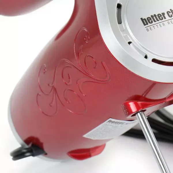 Better Chef 5-Speed Red Hand Mixer with Beaters and Dough Hooks