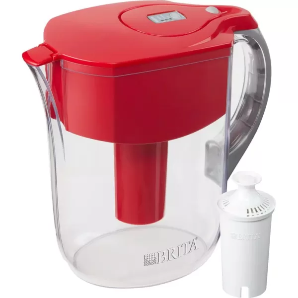 Brita 10-Cup Large Water Filter Pitcher in Red, BPA Free