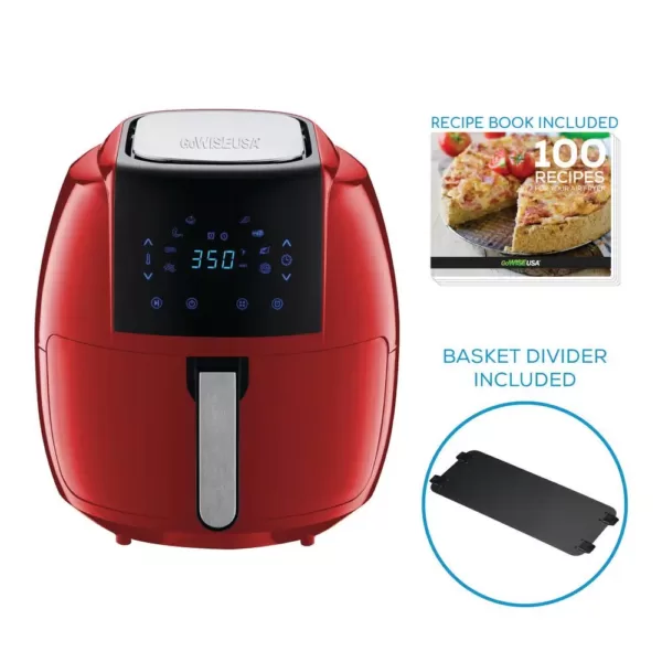 GoWISE USA 8-in-1 7.0 Qt. Red Electric Air Fryer with Recipe Book